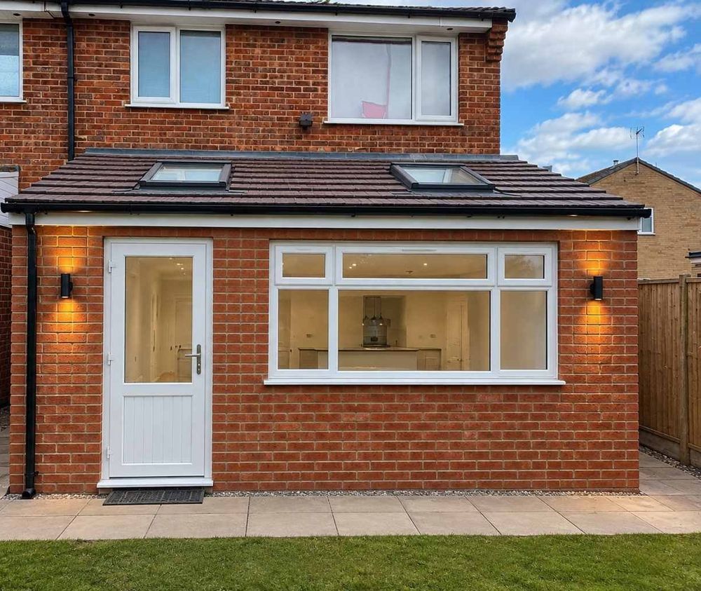 Finished single-storey kitchen extension by DOT Services in Sinfin, Derby